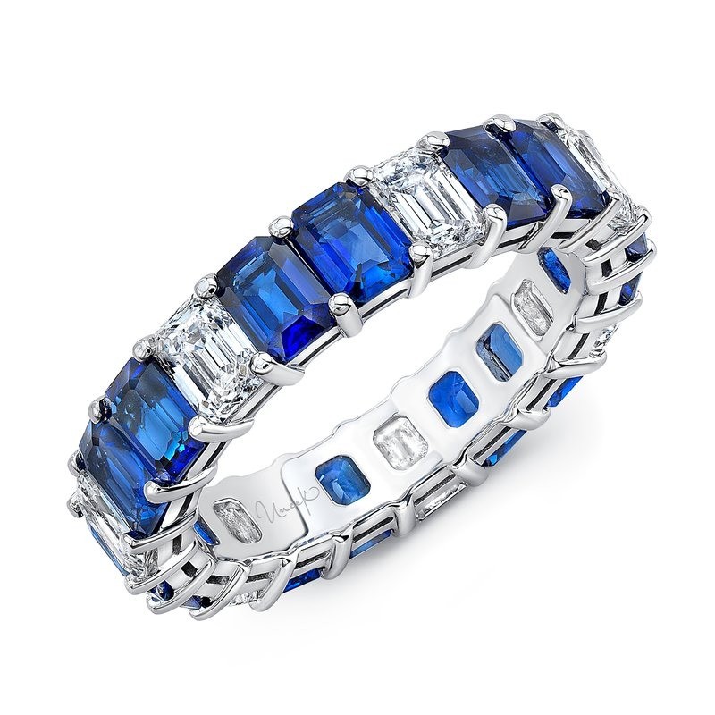 18k White Gold Sapphire and Diamond Eternity Band