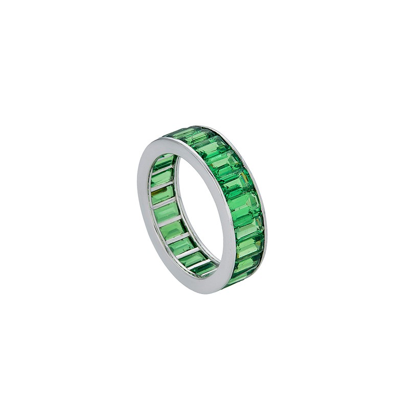 18K White Gold Tsavorite Eternity Band