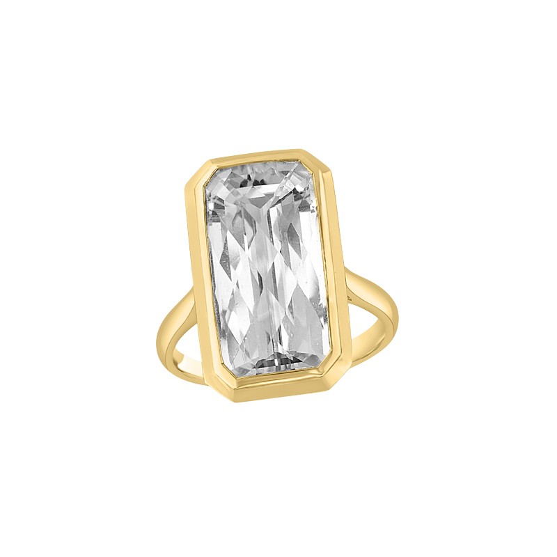 14K Yellow Gold Colorless Topaz Ring