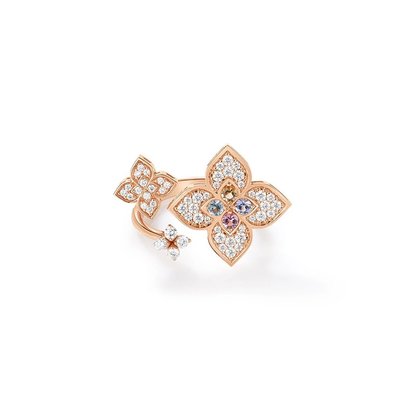 18K Rose Gold Triple Flower Bypass Ring