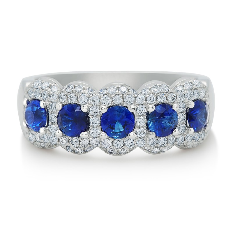 18k White Gold Sapphire Diamond Frame Ring