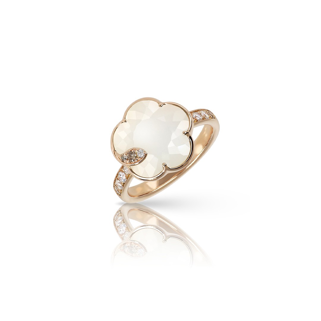 18k Rose Gold Pearl of the Moon Flower Ring
