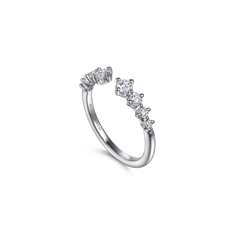 14K White Gold Open Diamond Anniversary Band