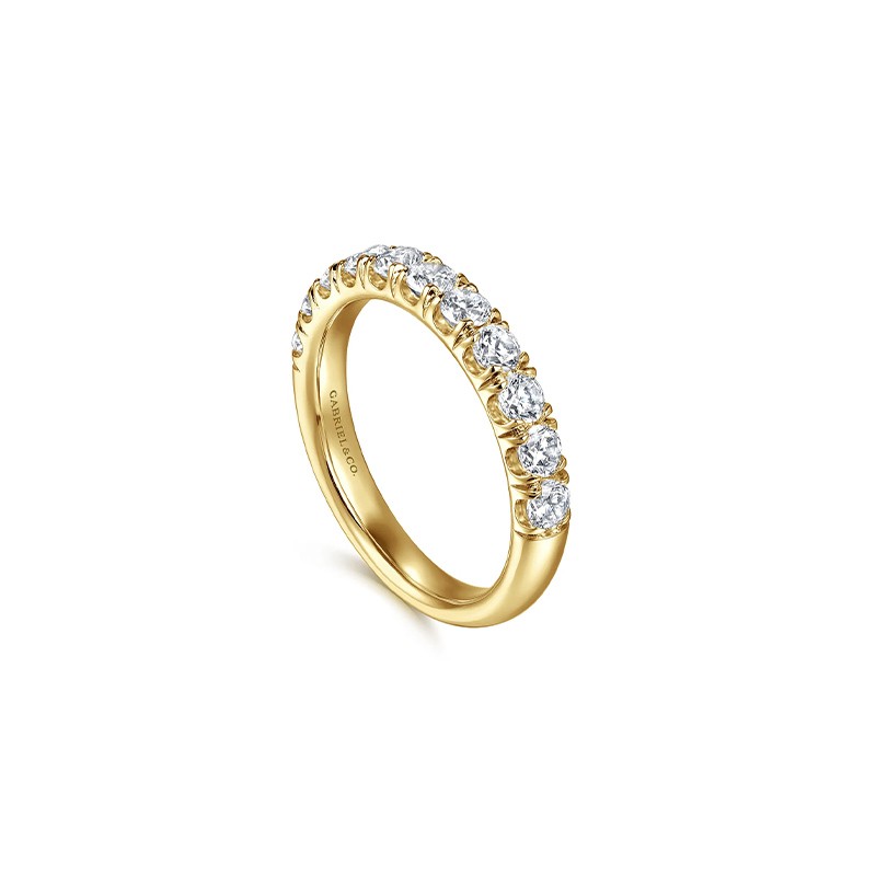 14K Yellow Gold 11 Stone French Pave Diamond Wedding Band