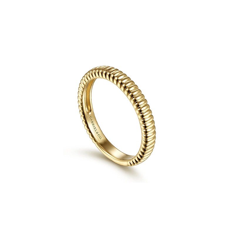14K Yellow Gold Textured Stackable Ring