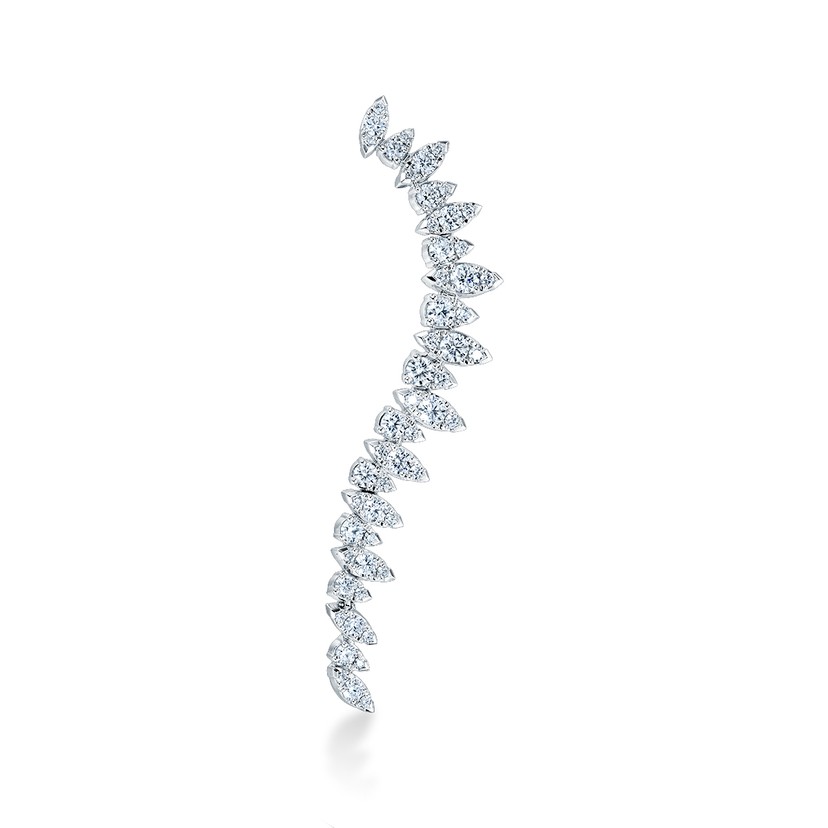 18k White Gold Diamond Aerial Twisted Right Earring