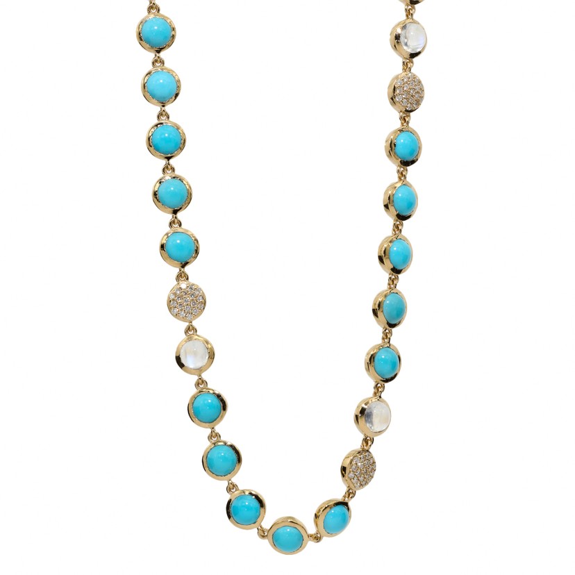 18k Yellow Gold Moonstone Diamond Necklace