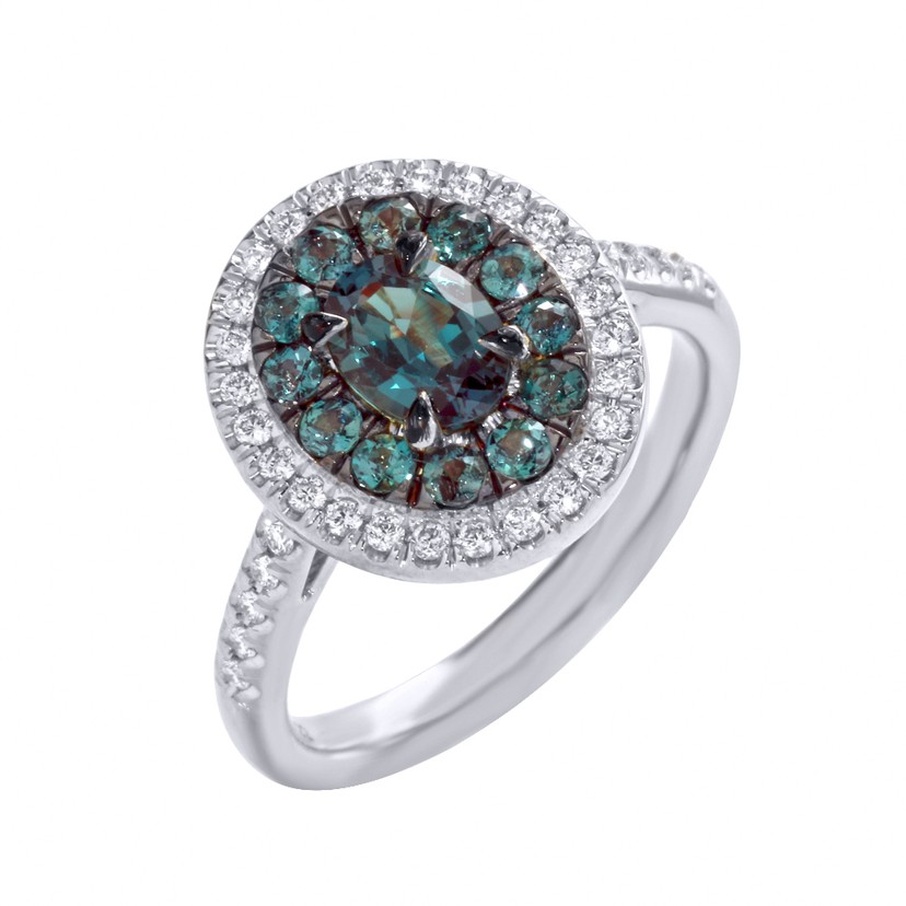 18k White Gold Alexandrite Diamond Ring