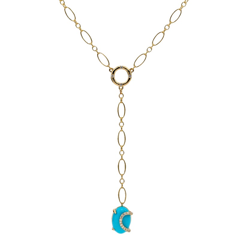 18k Yellow Gold Turquoise Diamond Necklace