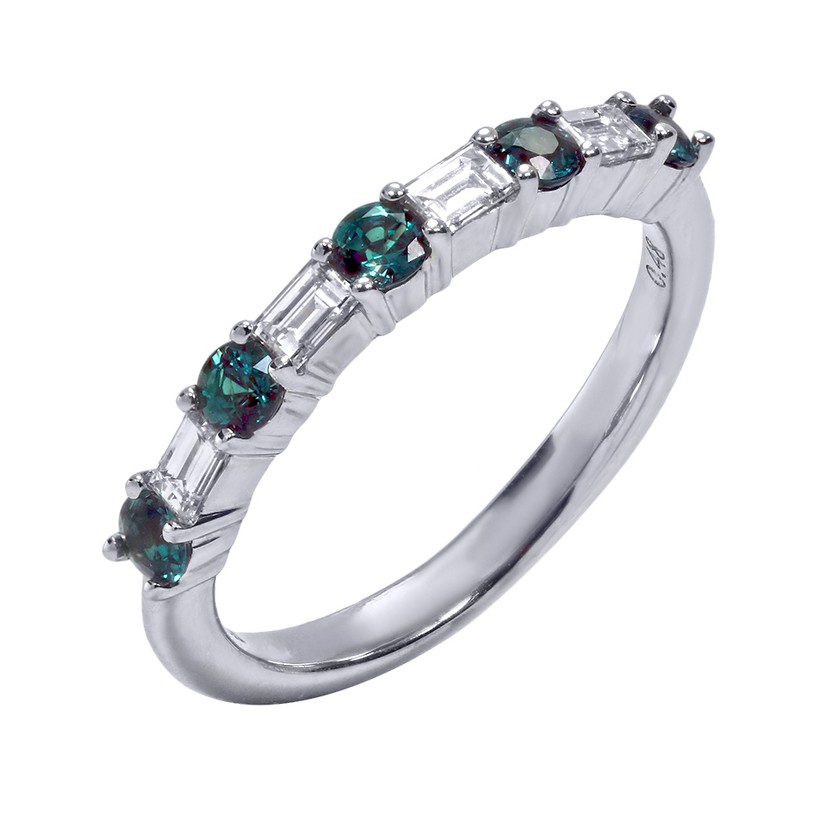 18k White Gold Alexandrite Diamond Ring