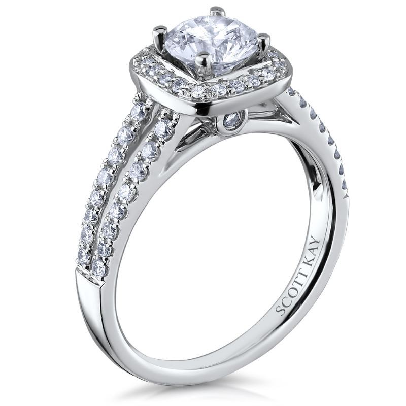14k White Gold Luminaire Engagement Ring Mounting