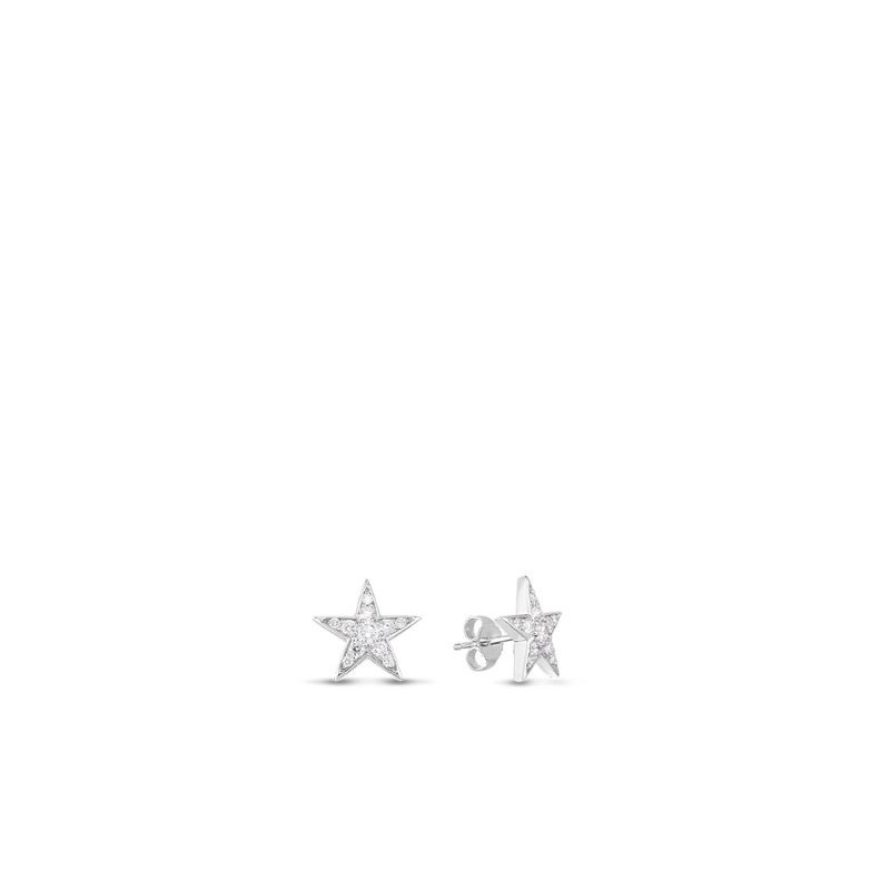 18k White Gold Diamond Star Stud Earrings
