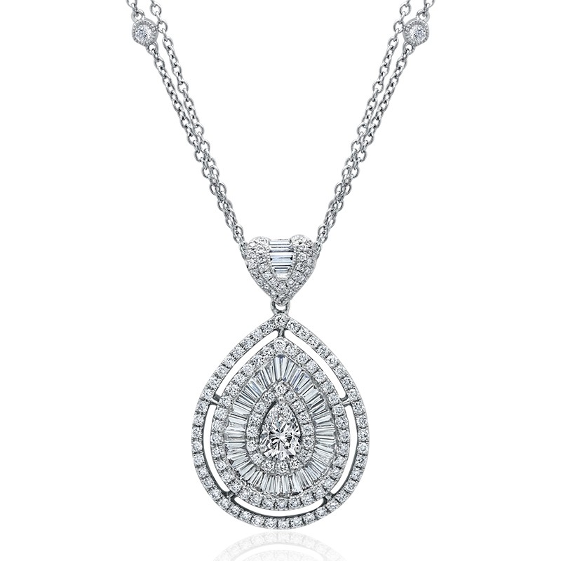 18k White Gold Double Bezel Chain Necklace
