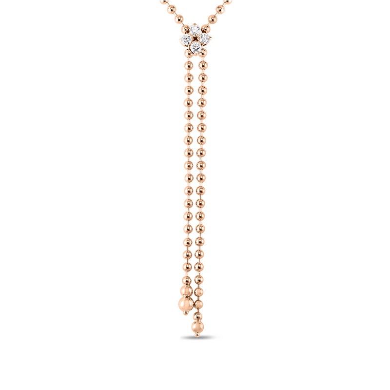 18K Rose Gold Love in Verona Diamond Flower Zipper Necklace