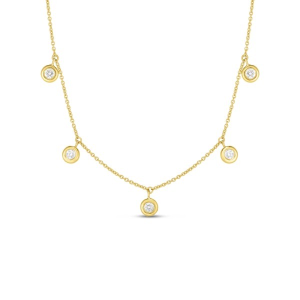 18k Yellow Gold Diamonds by the Inch Dangling Five Station Necklace