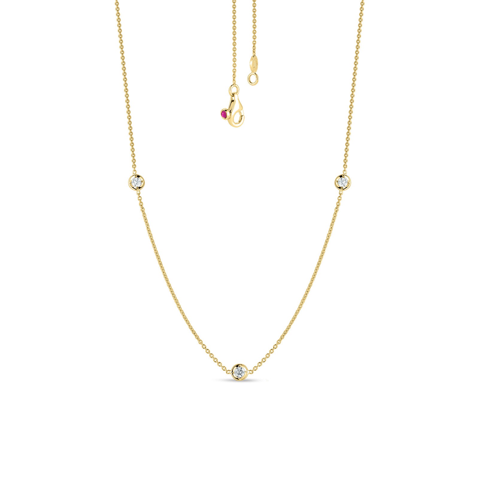 18K Yellow Gold Diamonds by the Inch 3 Station Necklace