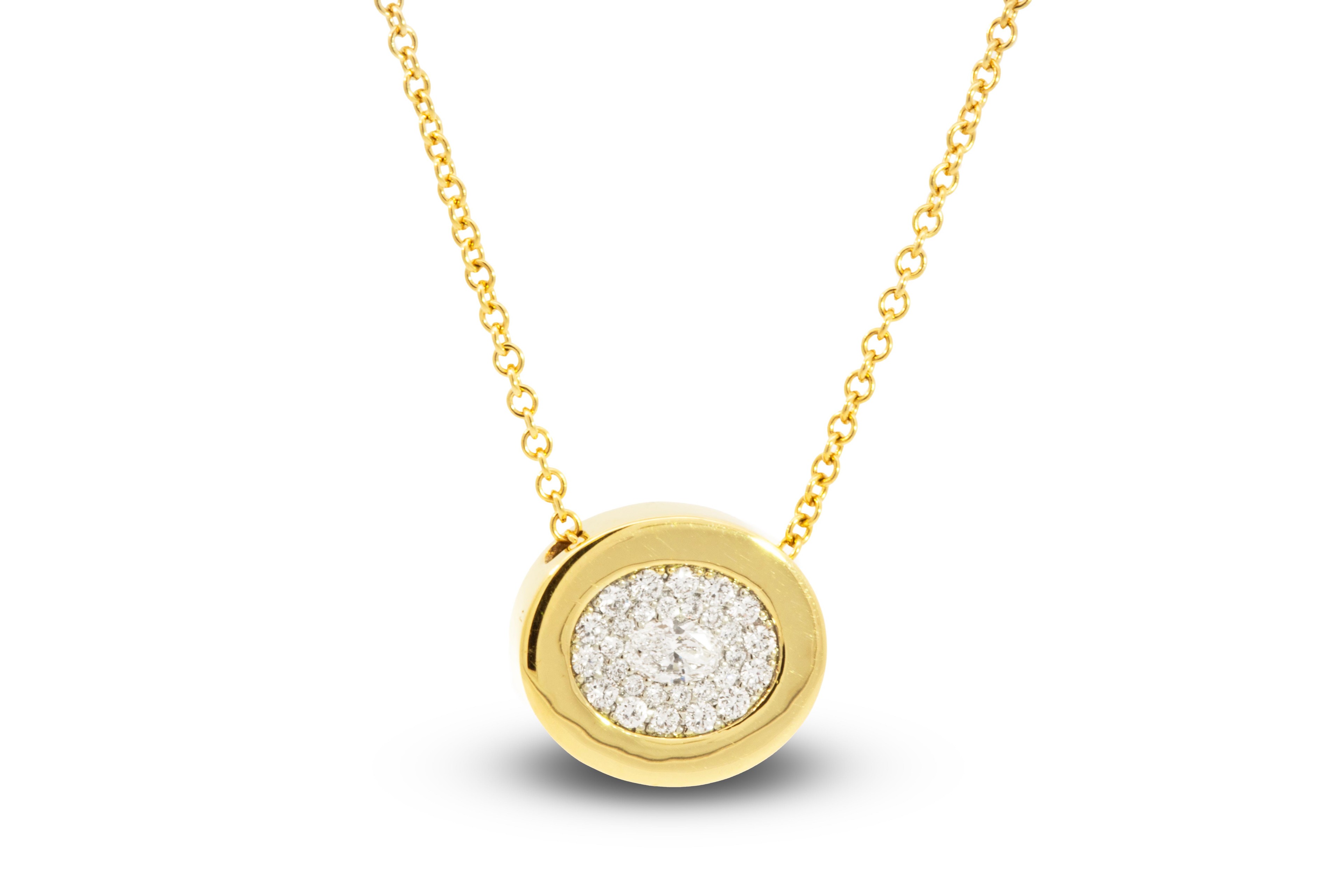 18k Yellow Gold Pave Diamond Necklace
