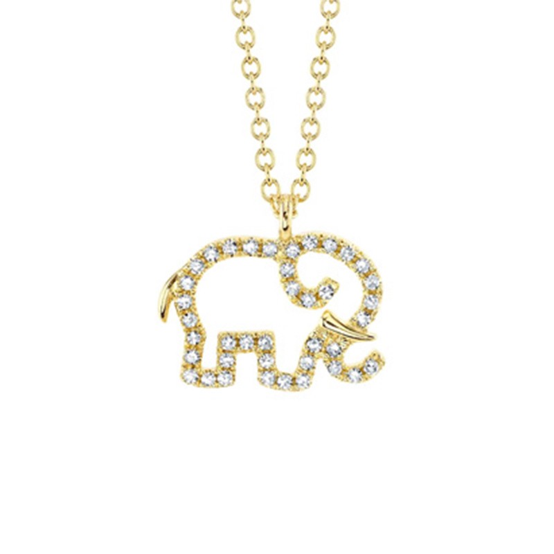 Yellow Gold Diamond Elephant Necklace
