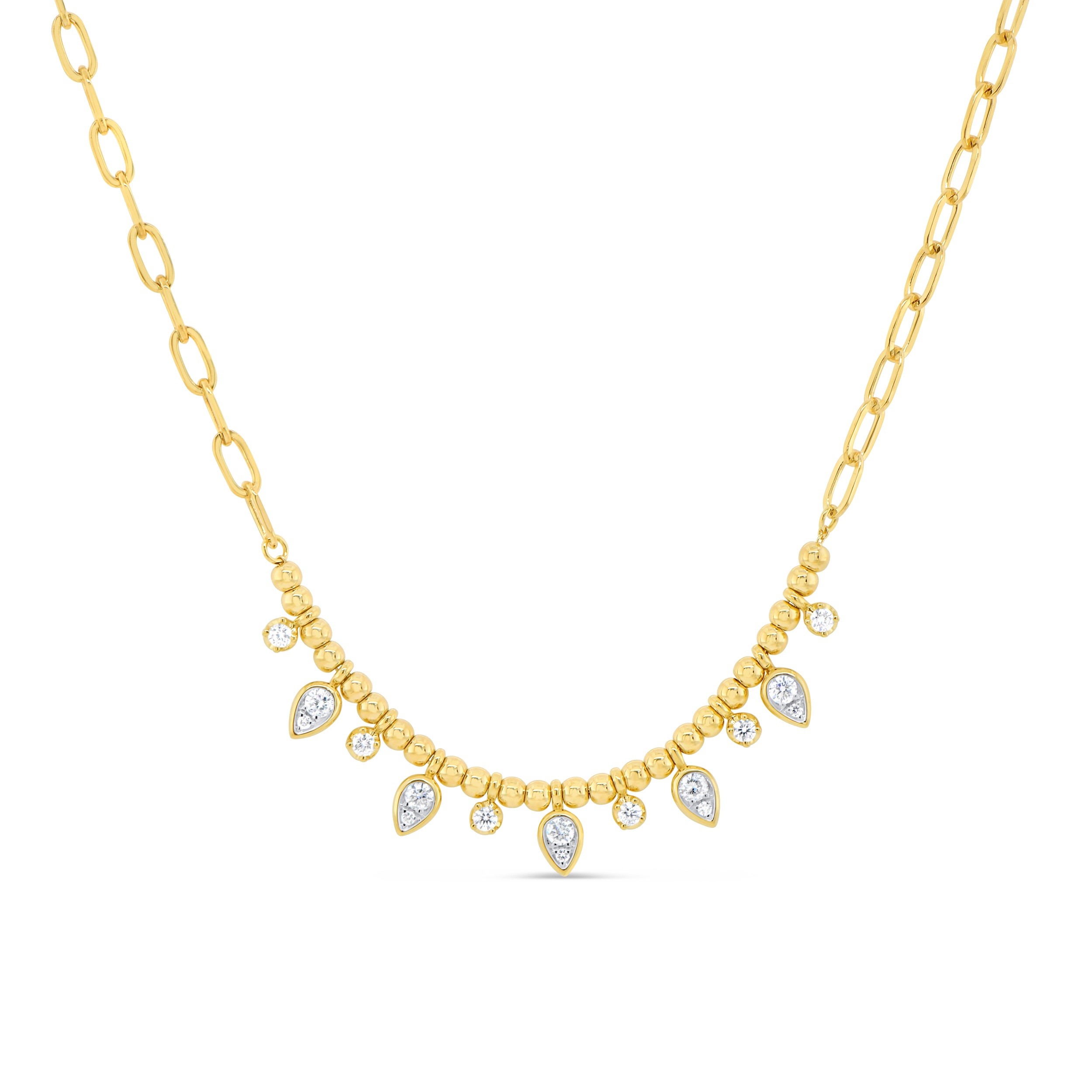 18k Yellow Gold Diamond Bezel Dangle Necklace