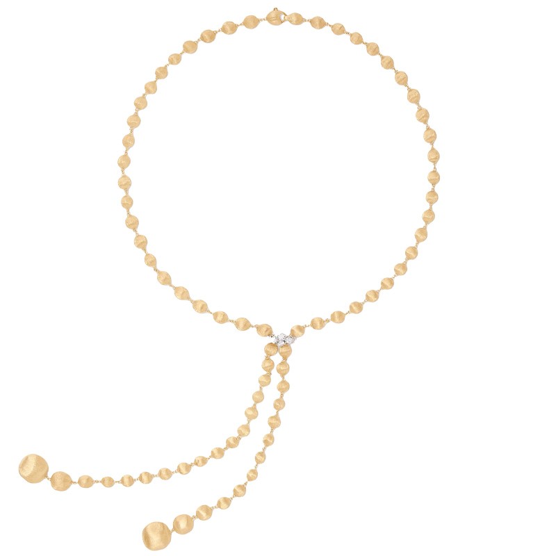 18K Yellow Gold Lariat Necklace with Diamond Pavé Clasp