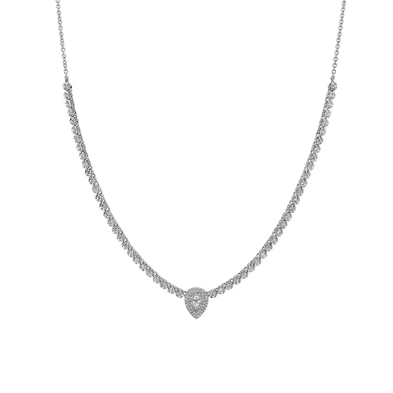 White Gold Diamond Pear Necklace