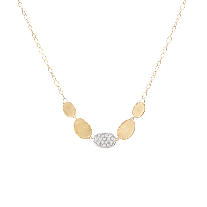 18K Yellow Gold "Halfie" Petal Necklace with Diamonds