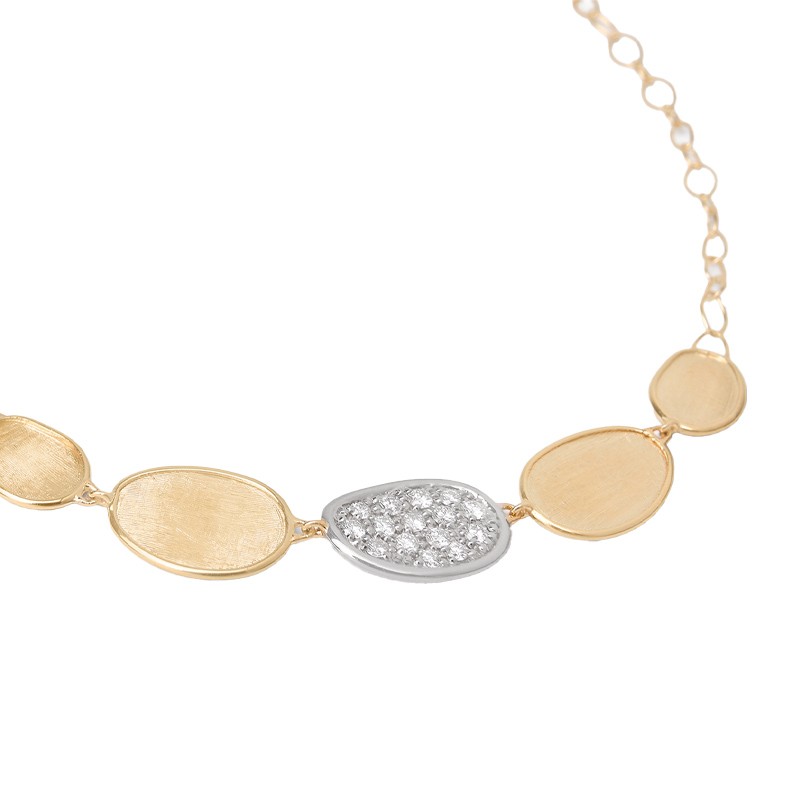 18K Yellow Gold "Halfie" Petal Necklace with Diamonds