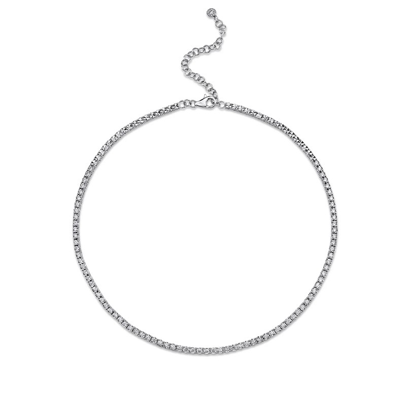 14K White Gold Diamond Tennis Necklace