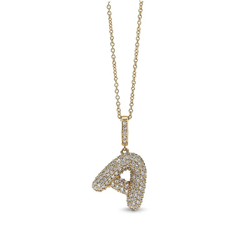18K Yellow Gold Initial "A" Diamond Pendant