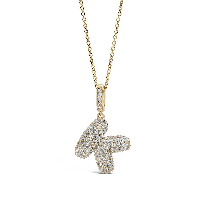 18K Yellow Gold Initial "K" Diamond Pendant