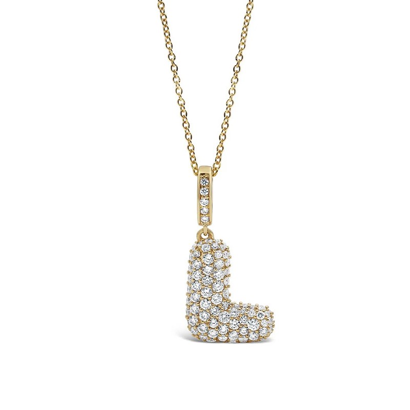 18K Yellow Gold Initial "L" Diamond Pendant