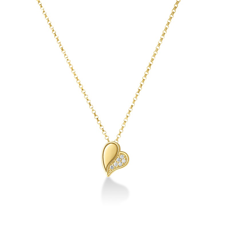 18K Yellow Gold Amorino Diamond Heart Necklace