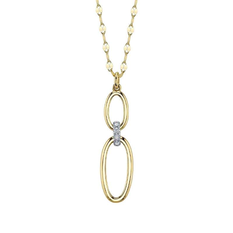 Yellow Gold Diamond Oval Necklace