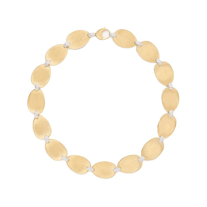 18K Yellow Gold Large Petal Necklace with Diamonds, 17.75"