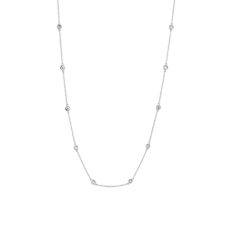 White Gold Diamond By The Yard Necklace