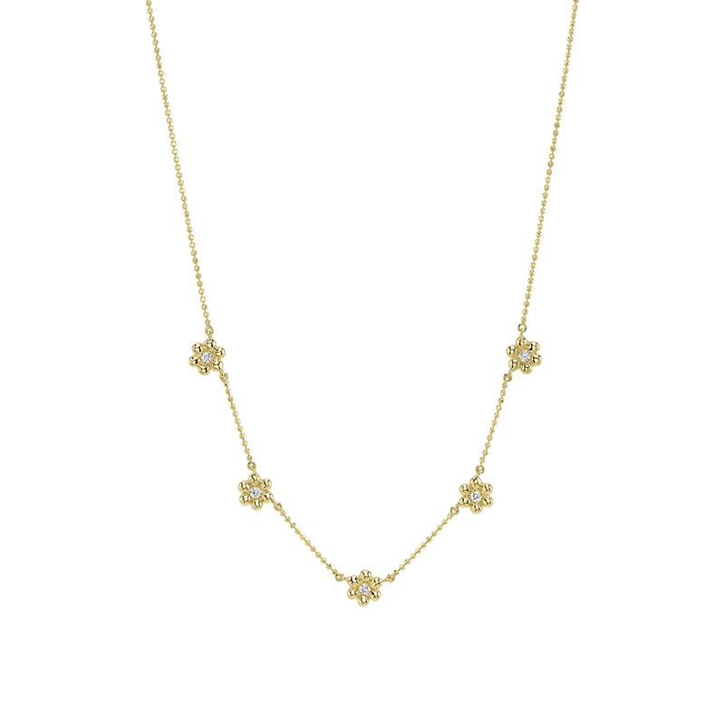 Yellow Gold Diamond Flower Necklace