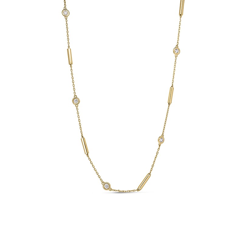 18K Yellow Gold Diamond Bar Necklace