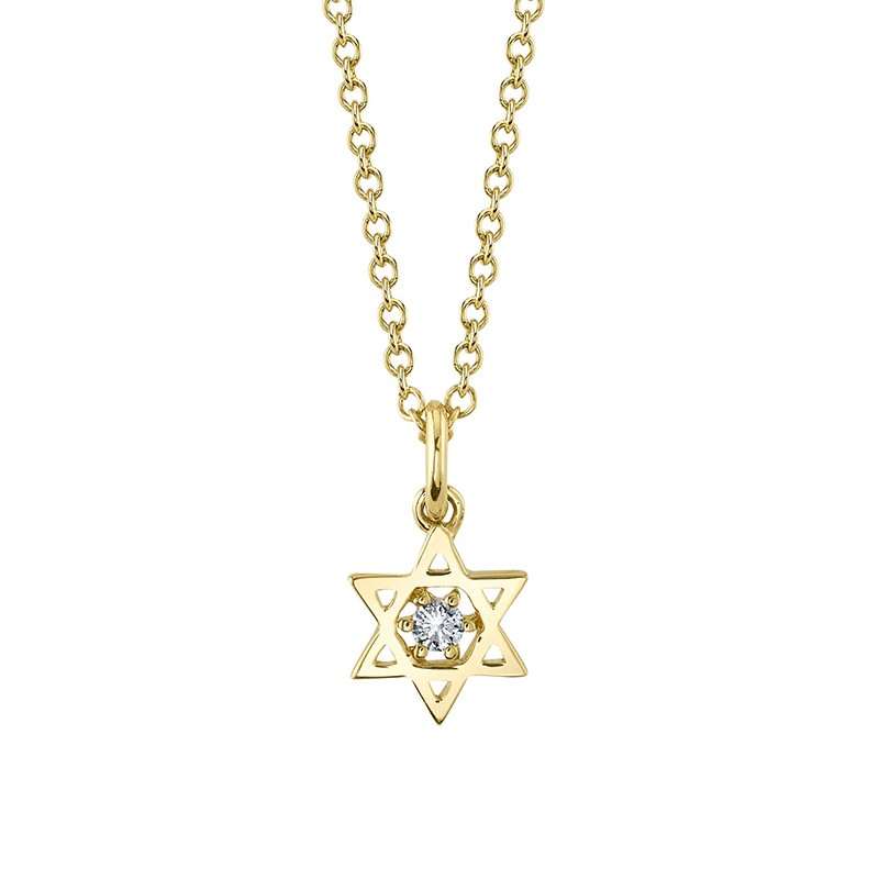 Yellow Gold Diamond Star of David Necklace