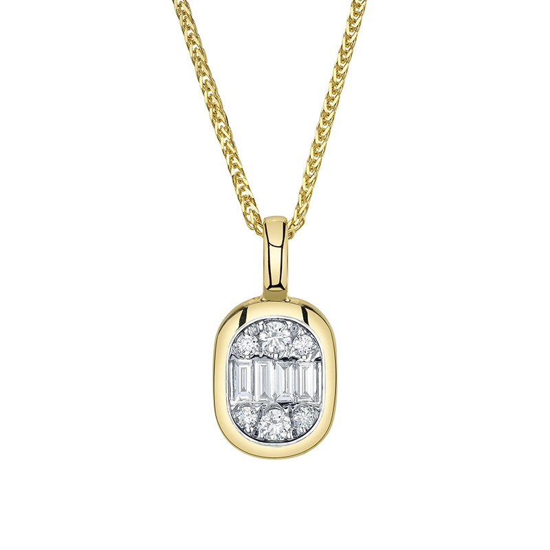 14K Yellow Gold DIAMOND BAGUETTE CHOPIN CHAIN NECKLACE