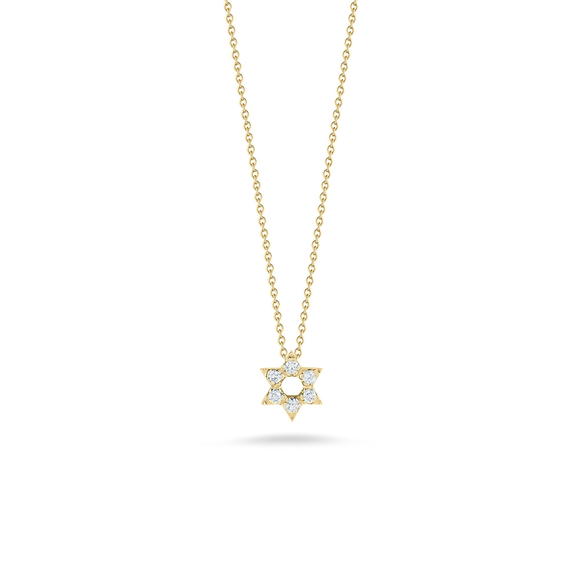 18K Yellow Gold Tiny Treasures Diamond Star of David Necklace