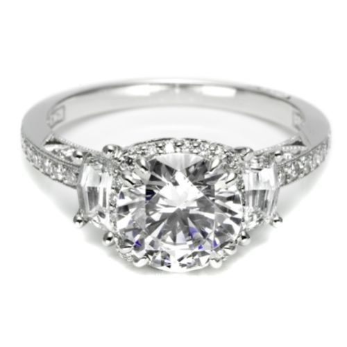 18k White Gold Shield Step Diamond Engagement Mounting