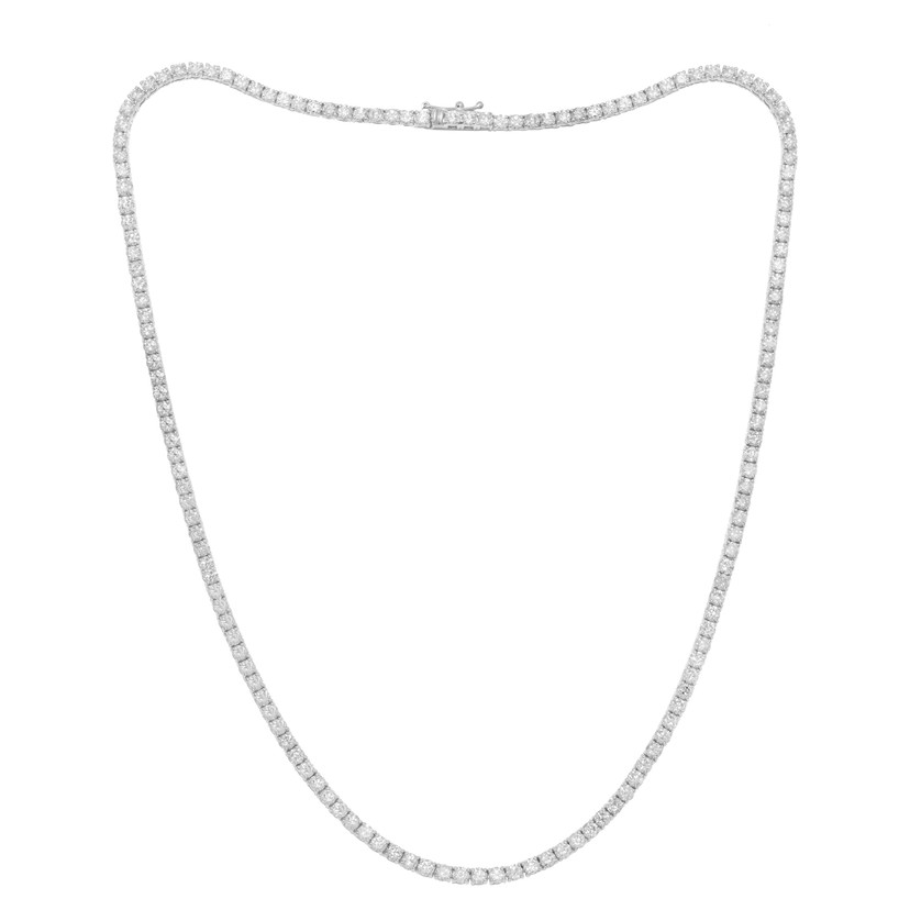 14k White Gold 4 Prong Diamond Tennis Necklace