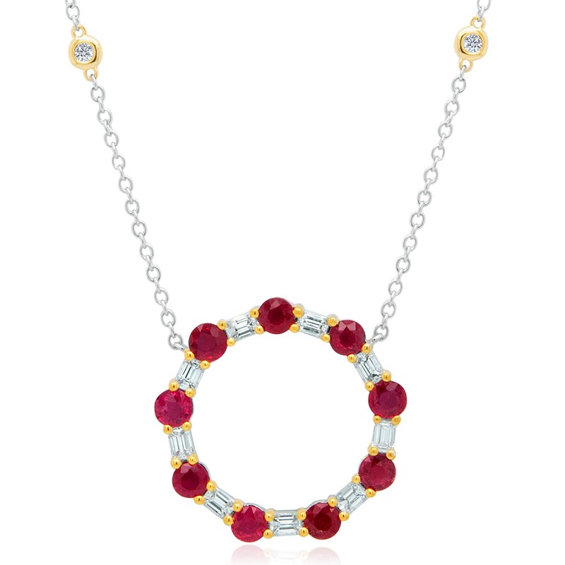 18k Two Tone Open Circle Diamond Necklace