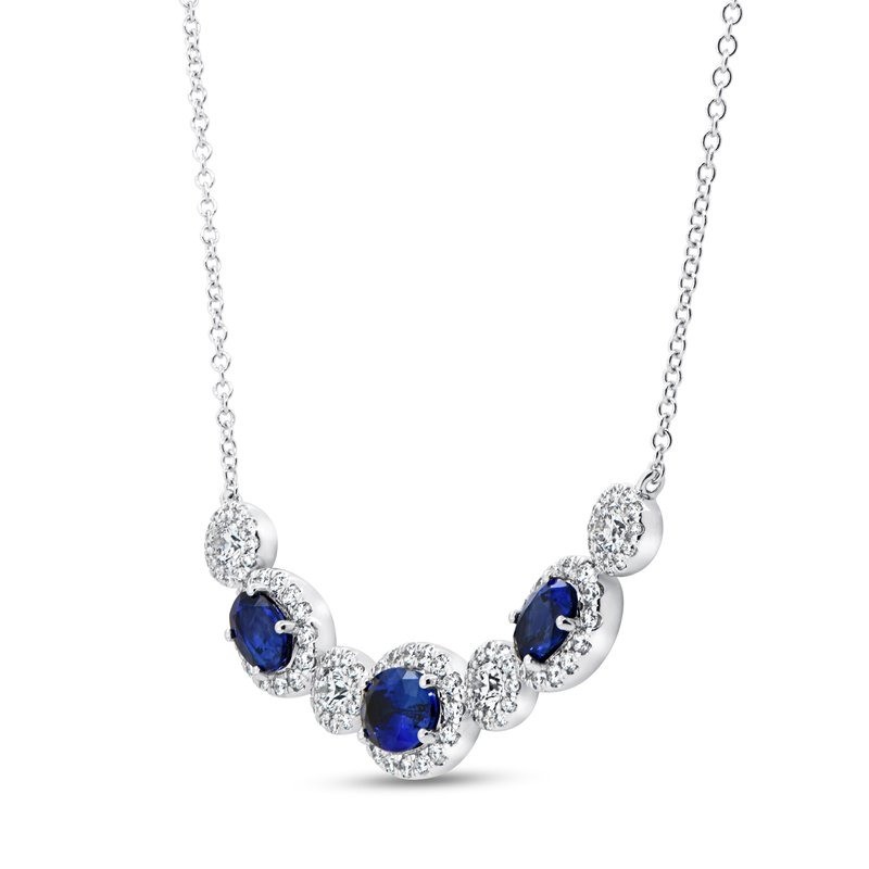 18k White Gold Diamond and Sapphire Necklace
