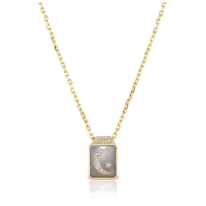 18K Yellow Gold Crescent Moon Necklace