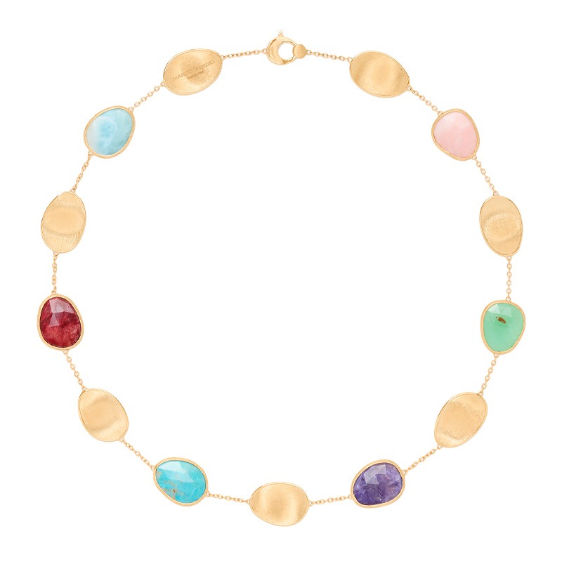 18K Yellow Gold Collar Necklace with Mixed Gemstones