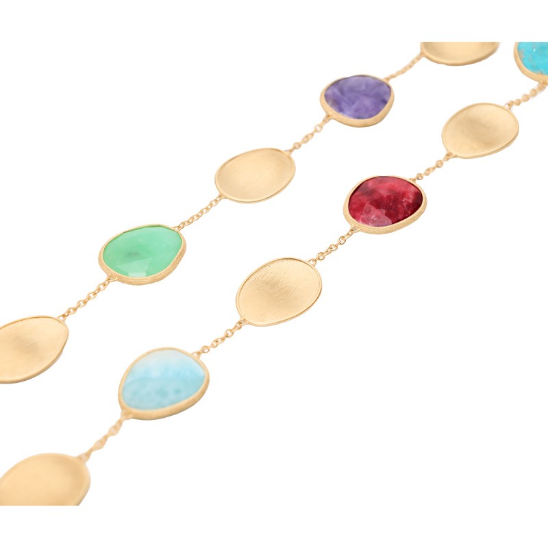 18K Yellow Gold Collar Necklace with Mixed Gemstones