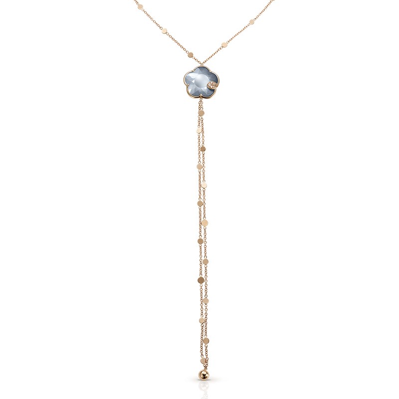 18K Rose Gold Diamond and Lunar Night Blue Gem Necktie