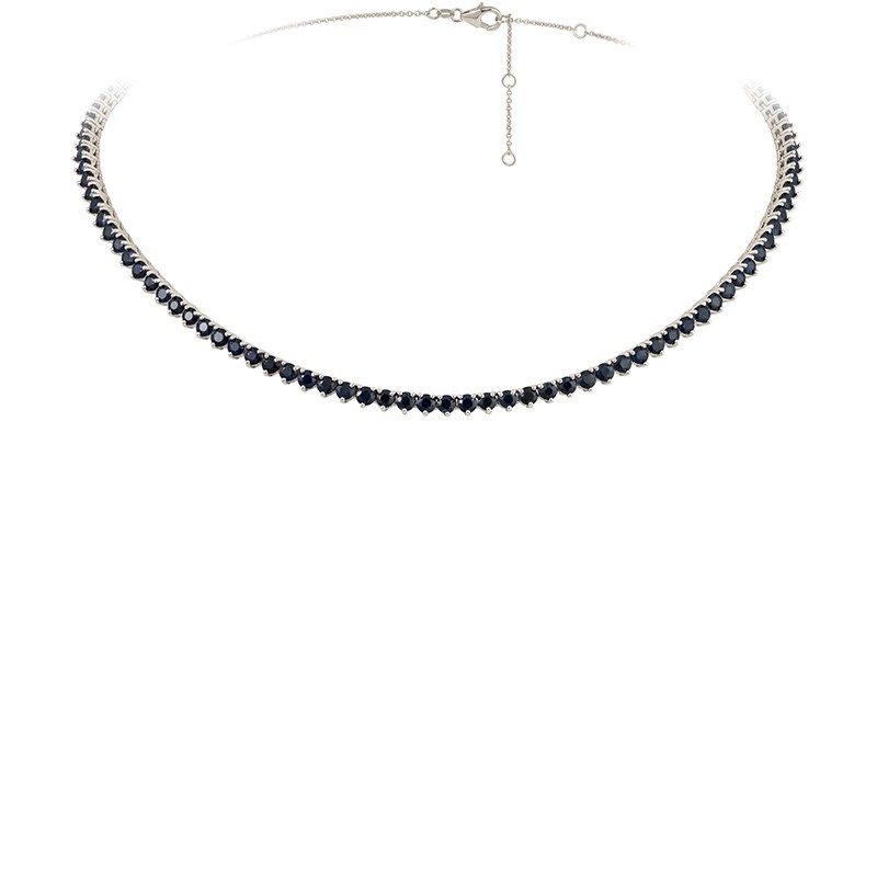 Blue Sapphire Tennis Necklace