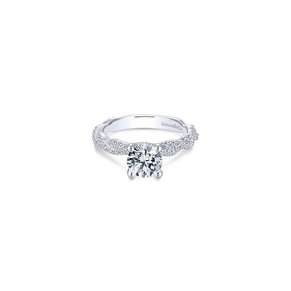 14k White Gold Diamond Twist Shoulder Engagement Mounting